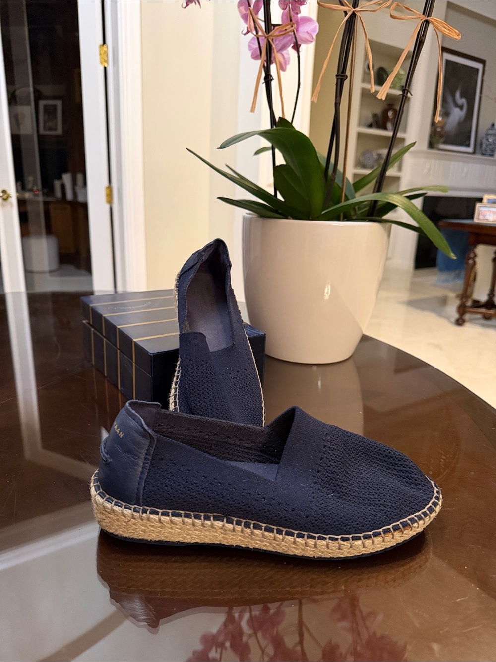 Cole Haan Navy Knit Espadrille Slip-On Flats